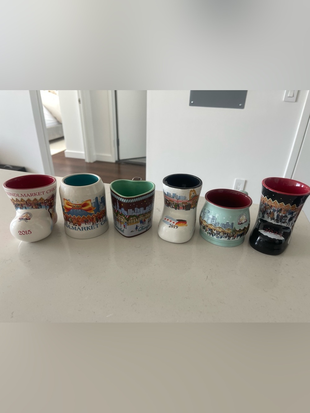 Set of 6, Chicago Christkindl market Souvenir Christmas Mug Vintage